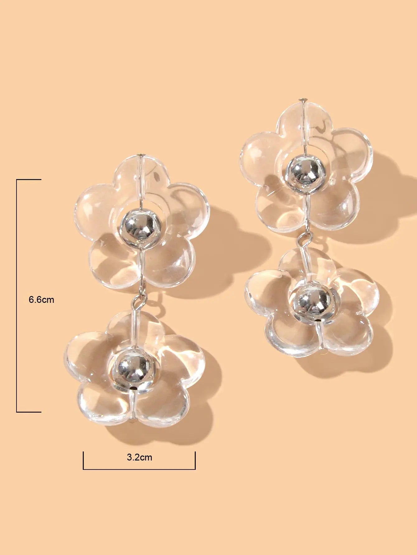 Transparent Flower Chunky Resin Acrylic Big Statement Pierced Earrings for Party Feelontop Jewellery