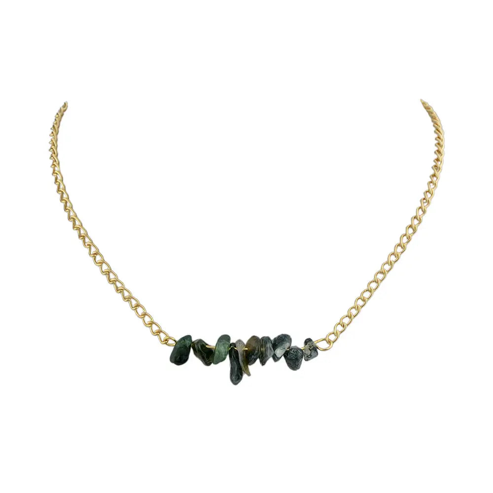 Bohemian Jewelry Gold Chain Irregular Stone Decor Holiday Choker Necklace Collar Feelontop Jewellery