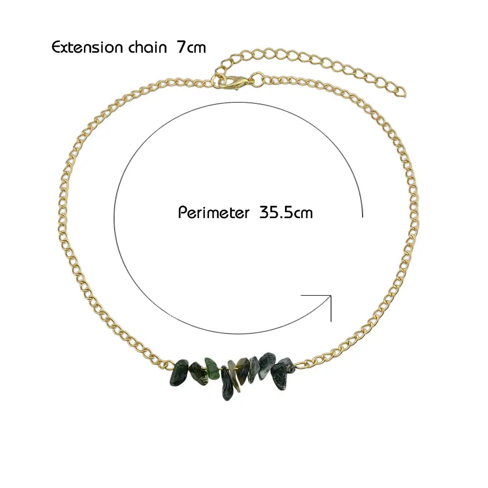 Bohemian Jewelry Gold Chain Irregular Stone Decor Holiday Choker Necklace Collar Feelontop Jewellery