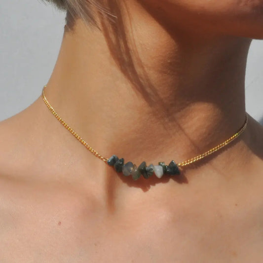 Bohemian Jewelry Gold Chain Irregular Stone Decor Holiday Choker Necklace Collar Feelontop Jewellery