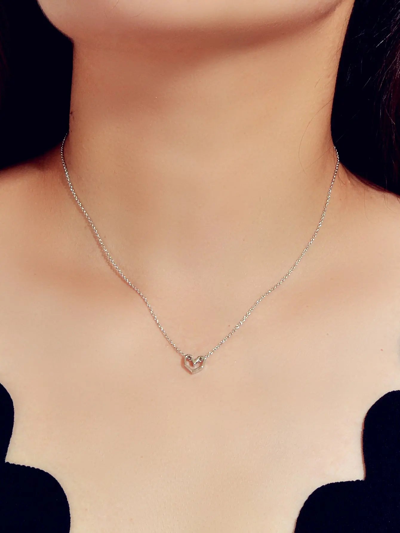 Gold Silver Simple Love Heart Charm Necklace Minimalist Wedding Party Jewellery Feelontop Jewellery