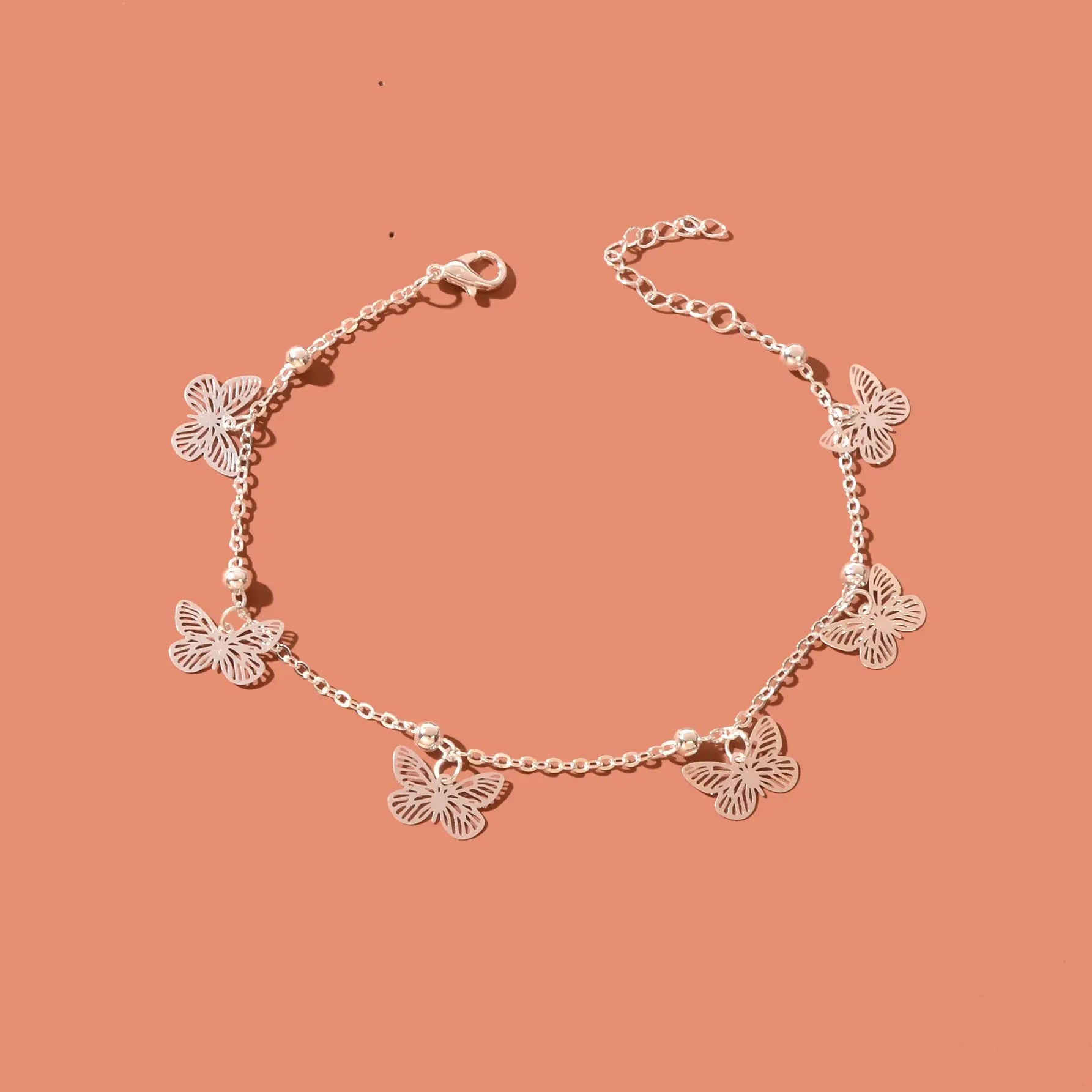 Silver Butterfly Charm Anklet Boho Beach Foot Jewellery Ankle Bracelet for Girls Feelontop Jewellery