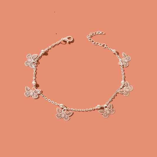 Silver Butterfly Charm Anklet Boho Beach Foot Jewellery Ankle Bracelet for Girls Feelontop Jewellery