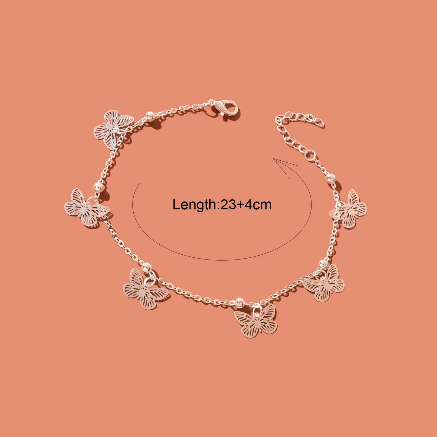 Silver Butterfly Charm Anklet Boho Beach Foot Jewellery Ankle Bracelet for Girls Feelontop Jewellery