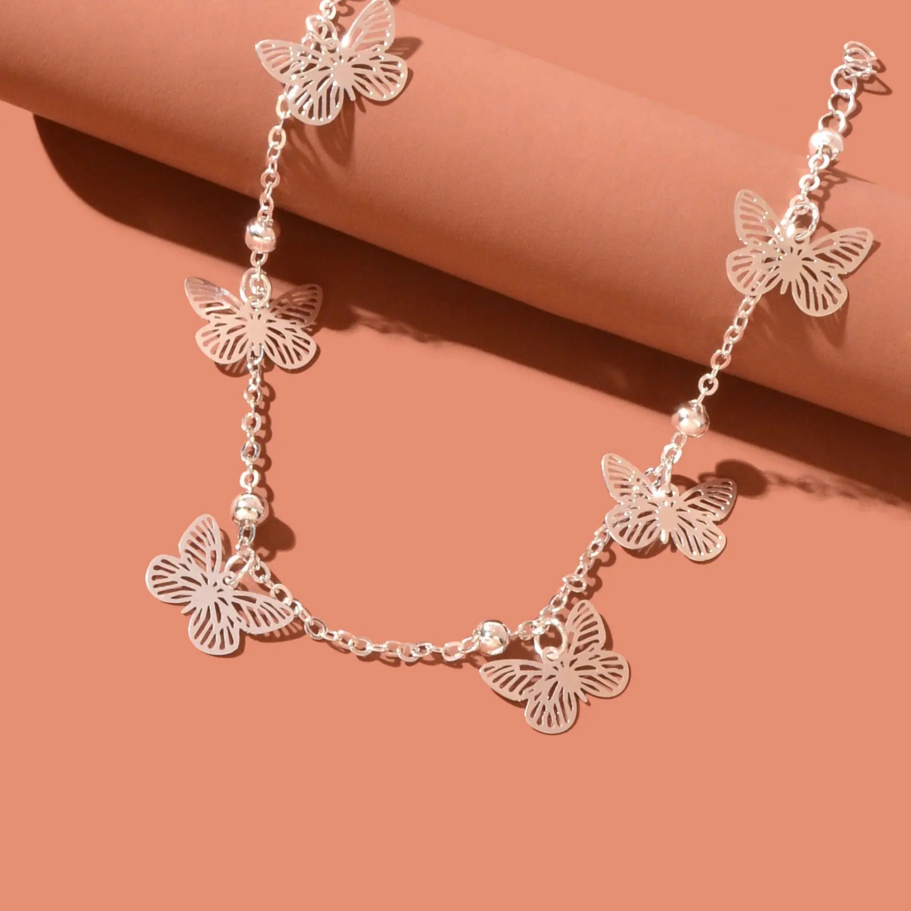 Silver Butterfly Charm Anklet Boho Beach Foot Jewellery Ankle Bracelet for Girls Feelontop Jewellery