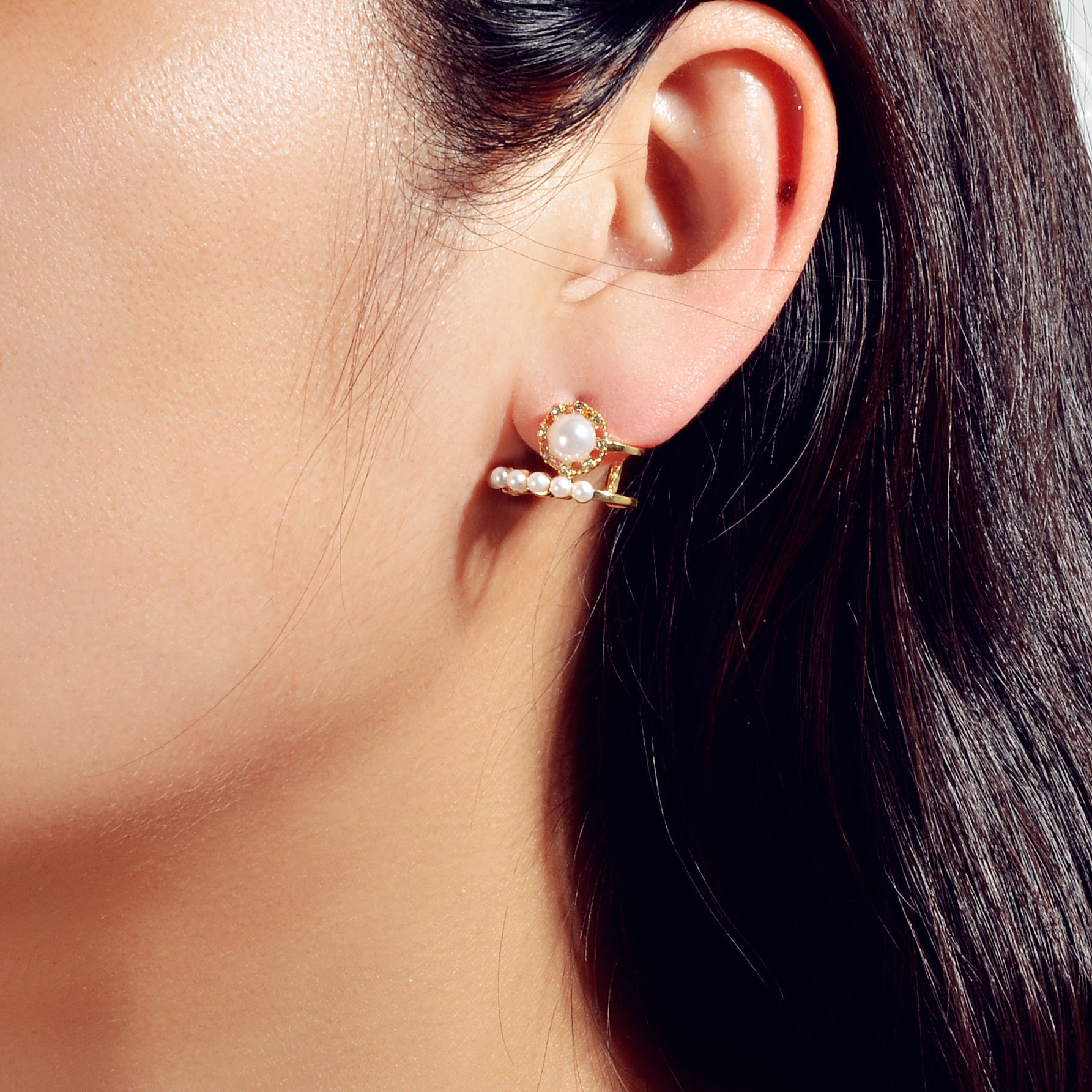 Textured Anniversary Wedding Jewellery Pearl Rhinestone Geometric Stud Earrings Feelontop Jewellery