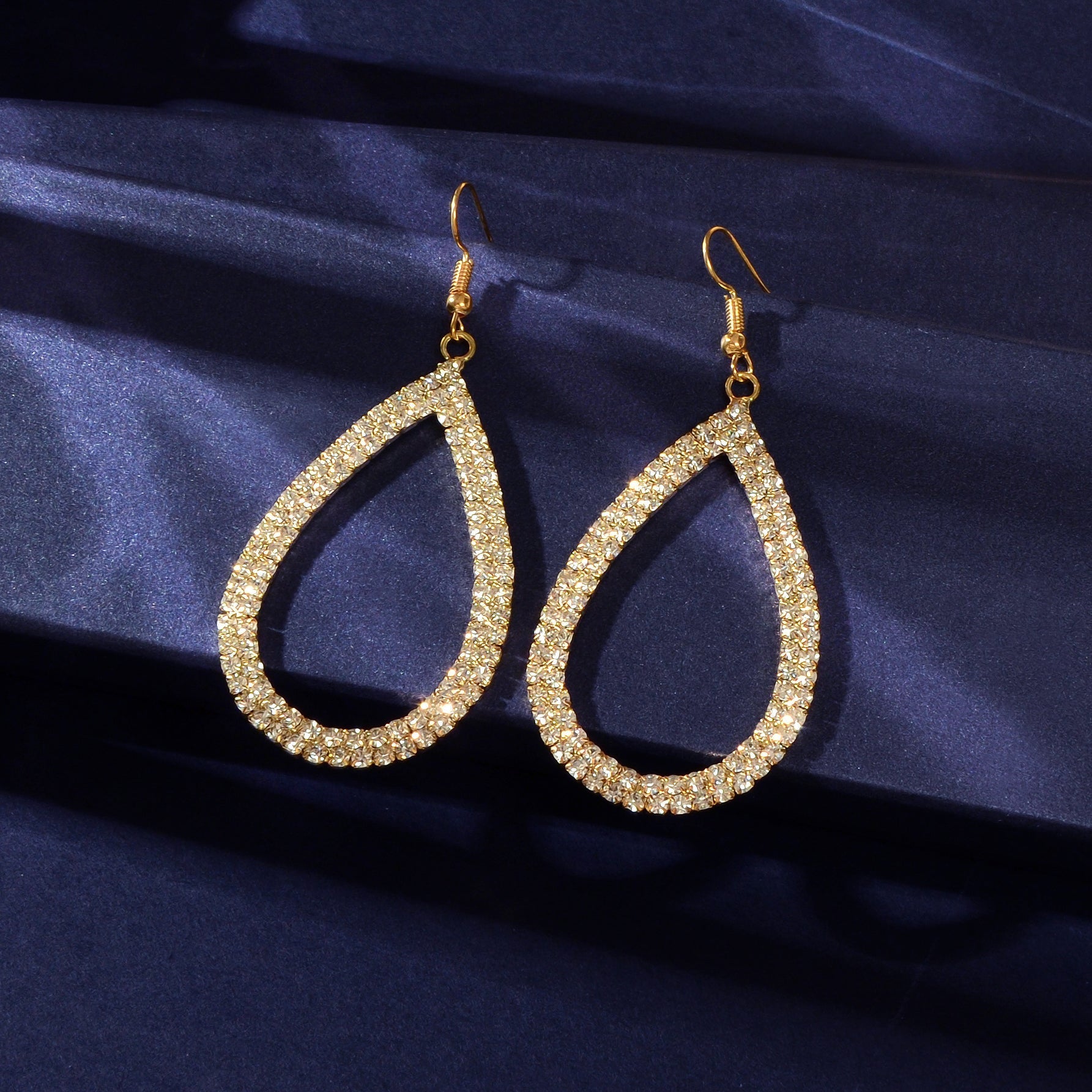 Shinning Full Rhinestone Water Drop Earrings Luxury Wedding Birdal Prom Jewelry Feelontop Jewellery