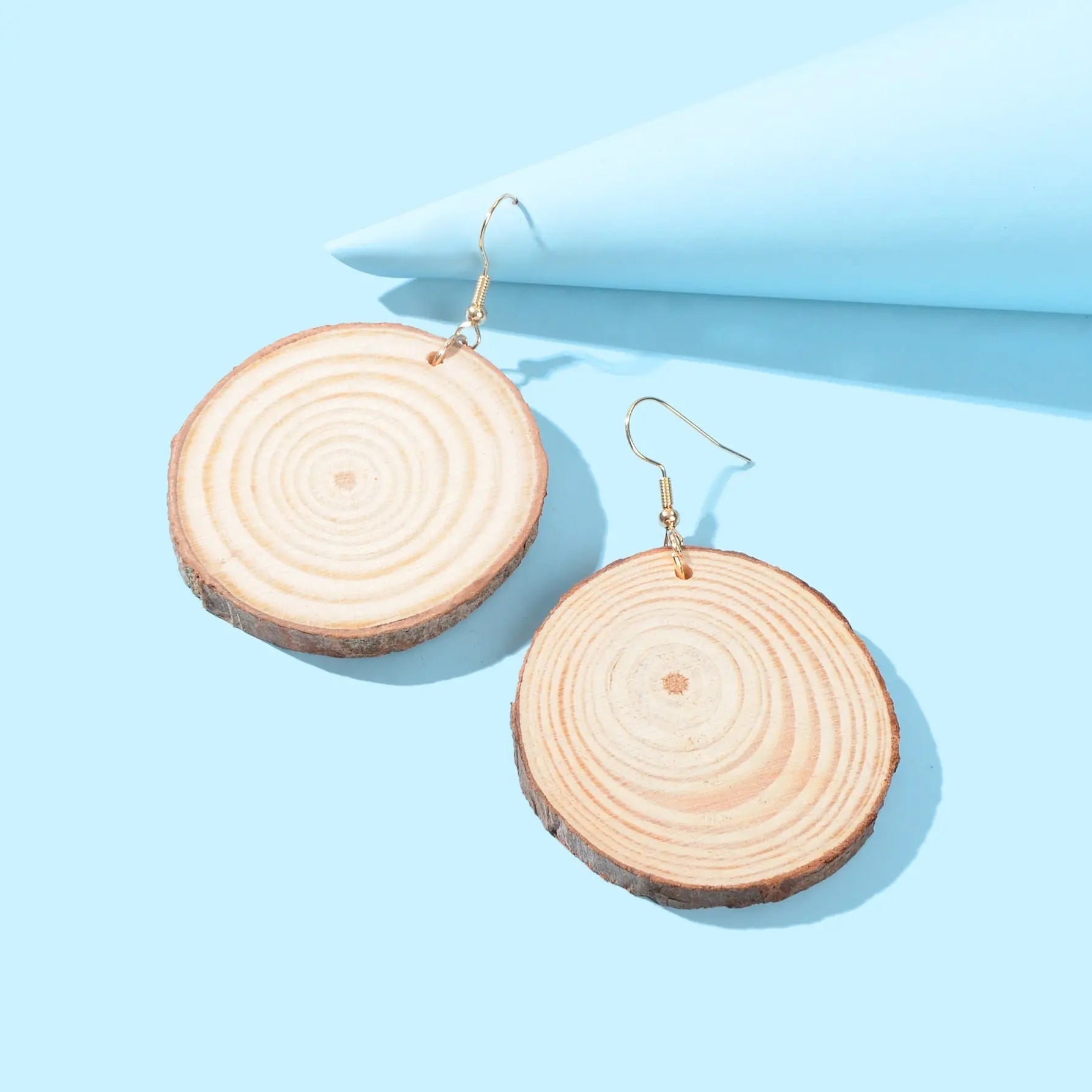 American Jewelry Ethnic Style Annual Rings Wood Dangle Hook Earrings for Holiday Feelontop Jewellery