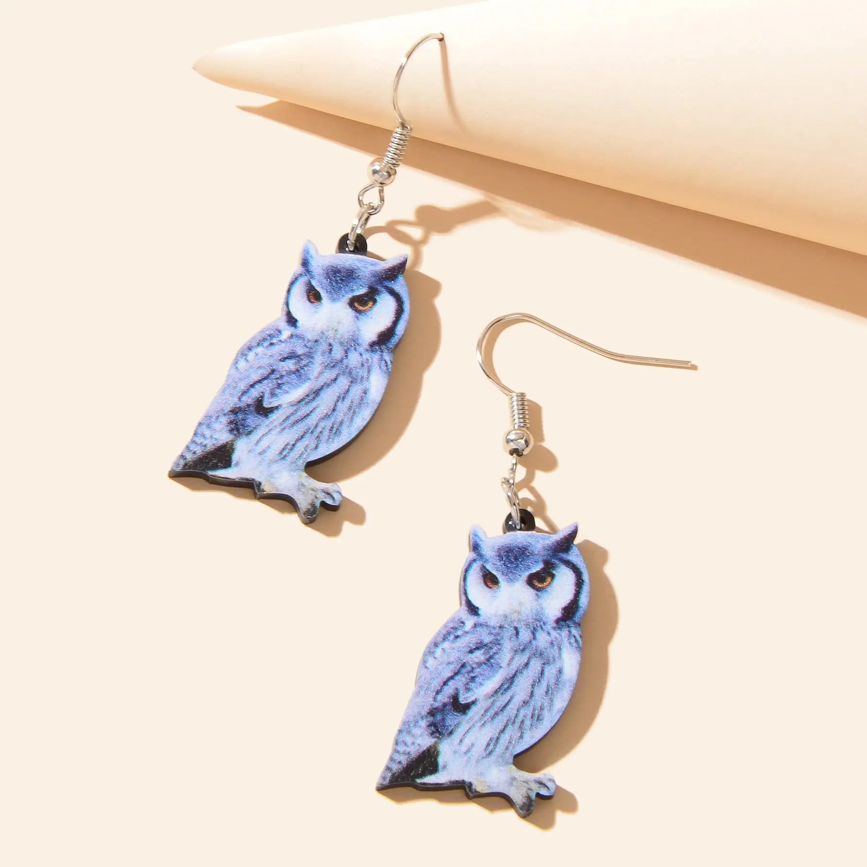 Personality Animal Accessories Blue Acrylic Lightweight Owl Dangle Hook Earrings Feelontop Jewellery