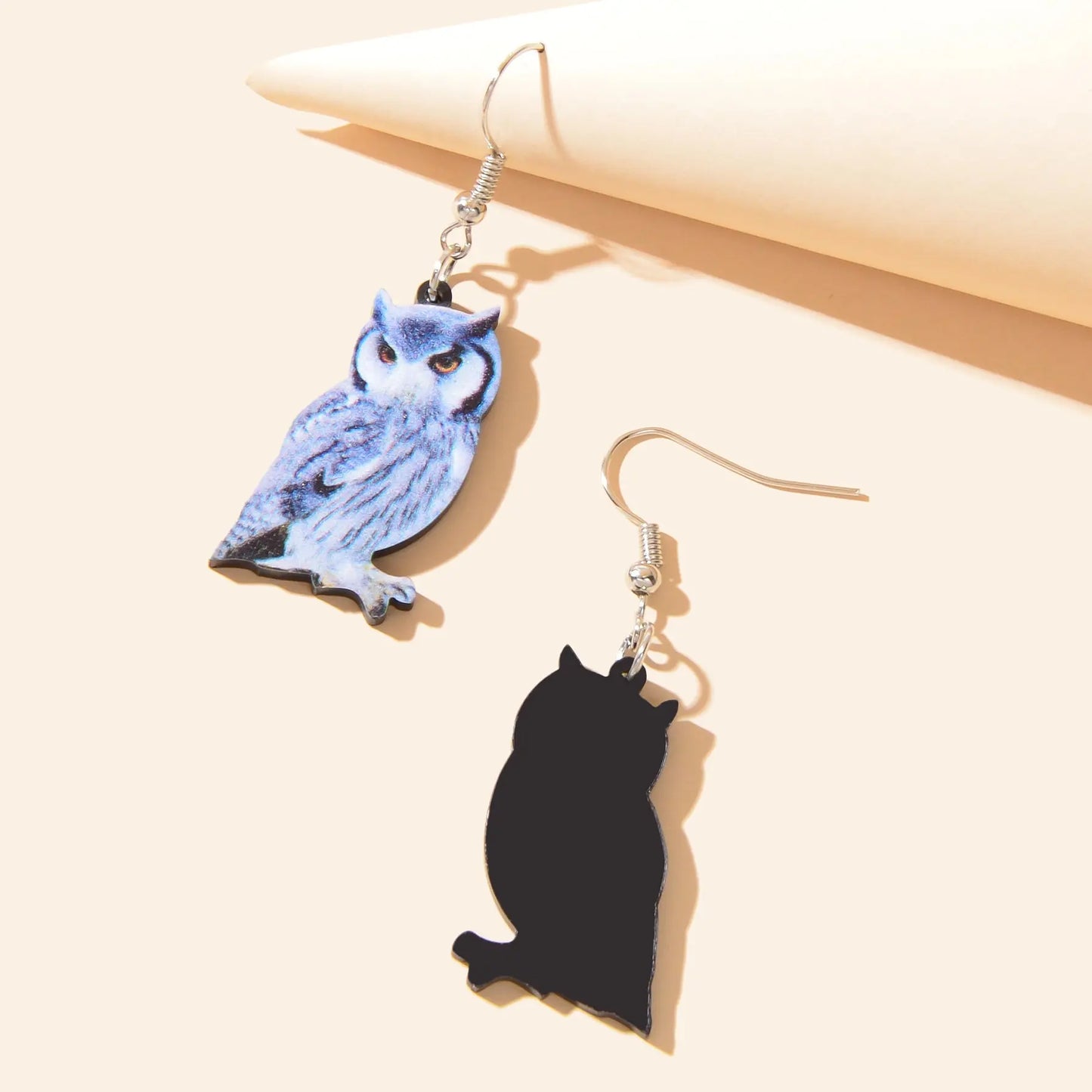 Personality Animal Accessories Blue Acrylic Lightweight Owl Dangle Hook Earrings Feelontop Jewellery