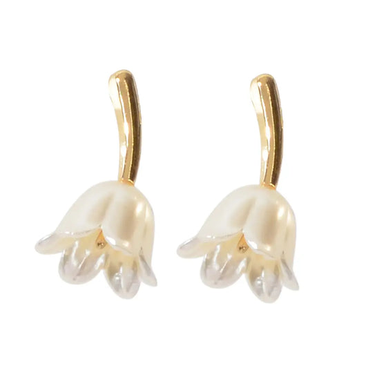 Perfect Engagement Jewellery Metal Pearl Flower Tulip Stud Earrings Accessories Feelontop Jewellery
