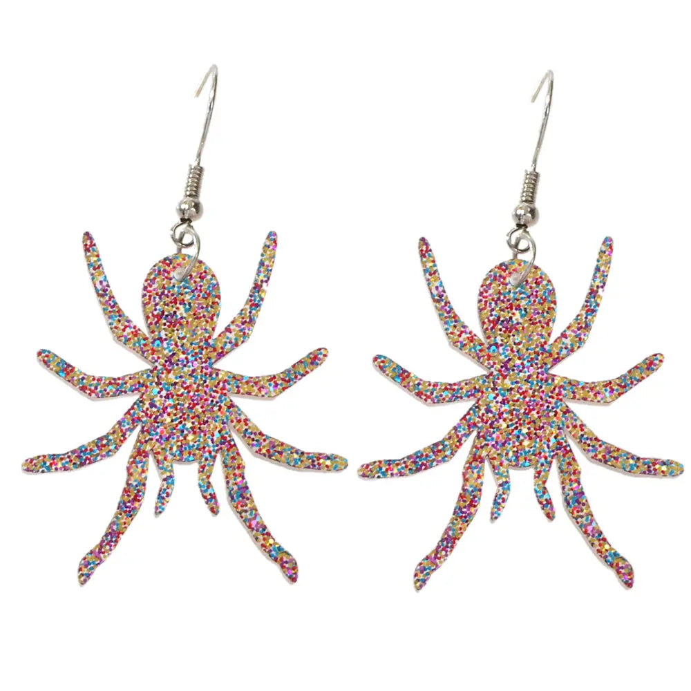 Statement Shining Multi-colored Acrylic Big Spider Dangle Punk Women Earrings Feelontop Jewellery
