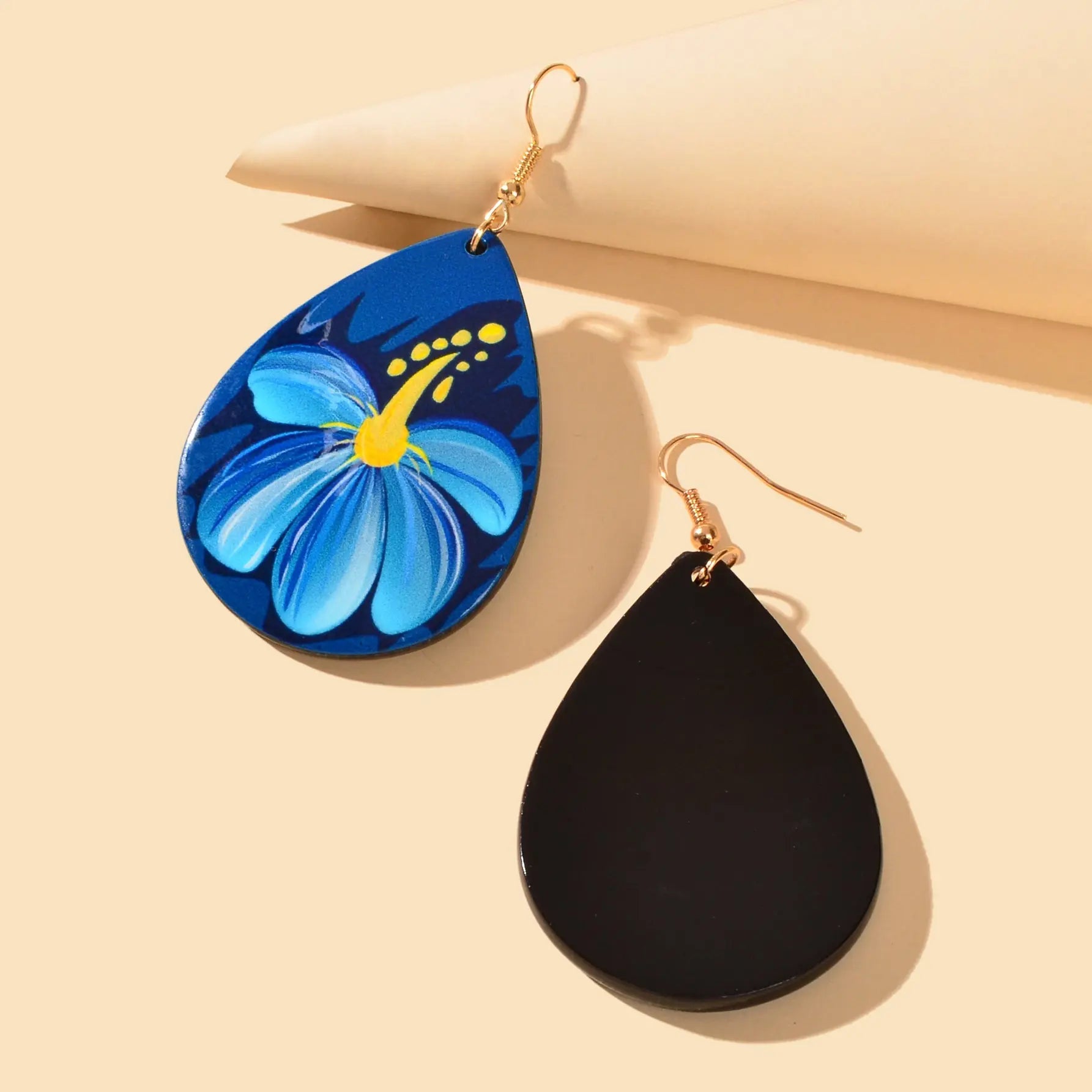 Bohemian Jewellery Flower Pattern Blue Water Drop Acrylic Trendy Women Earrings Feelontop Jewellery