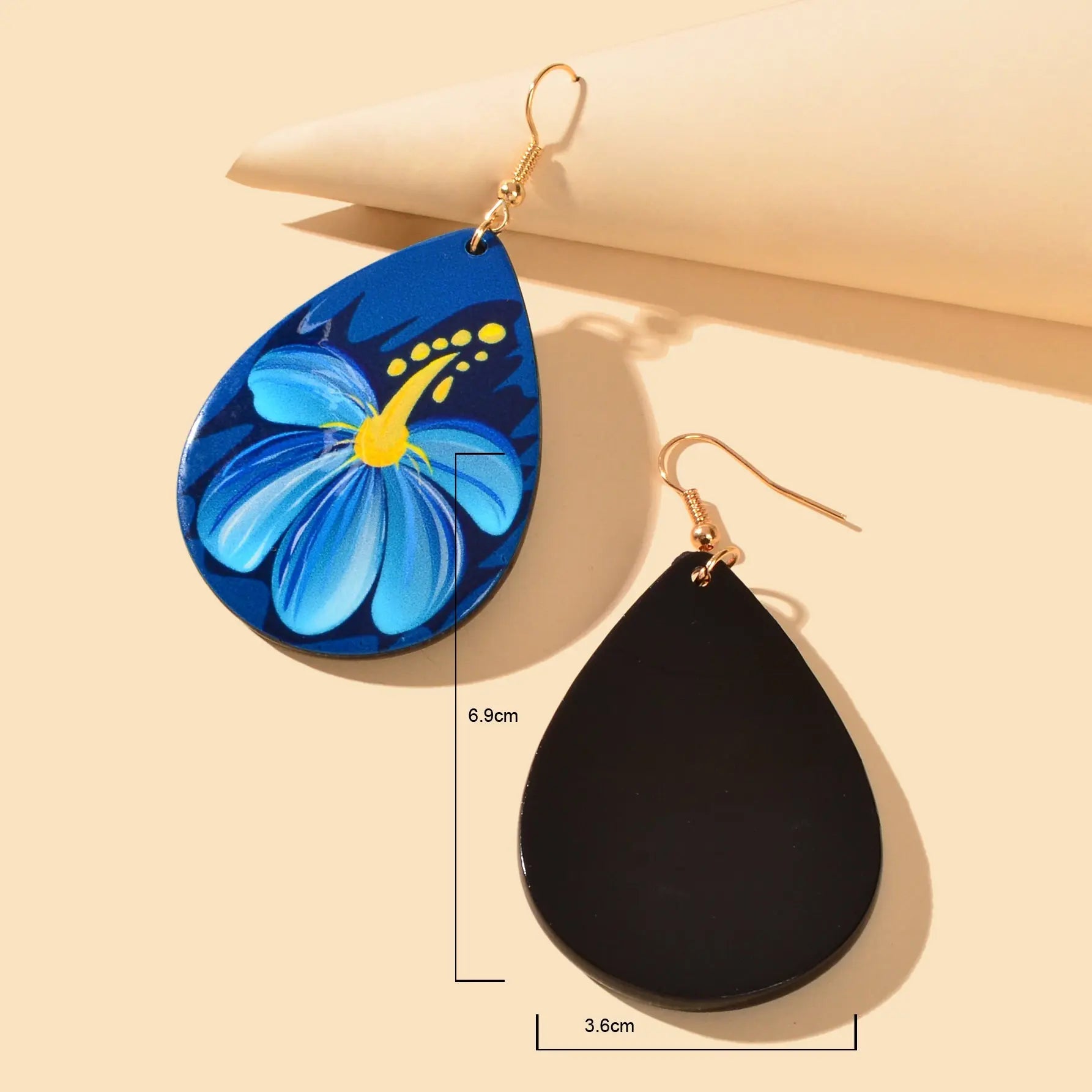 Bohemian Jewellery Flower Pattern Blue Water Drop Acrylic Trendy Women Earrings Feelontop Jewellery