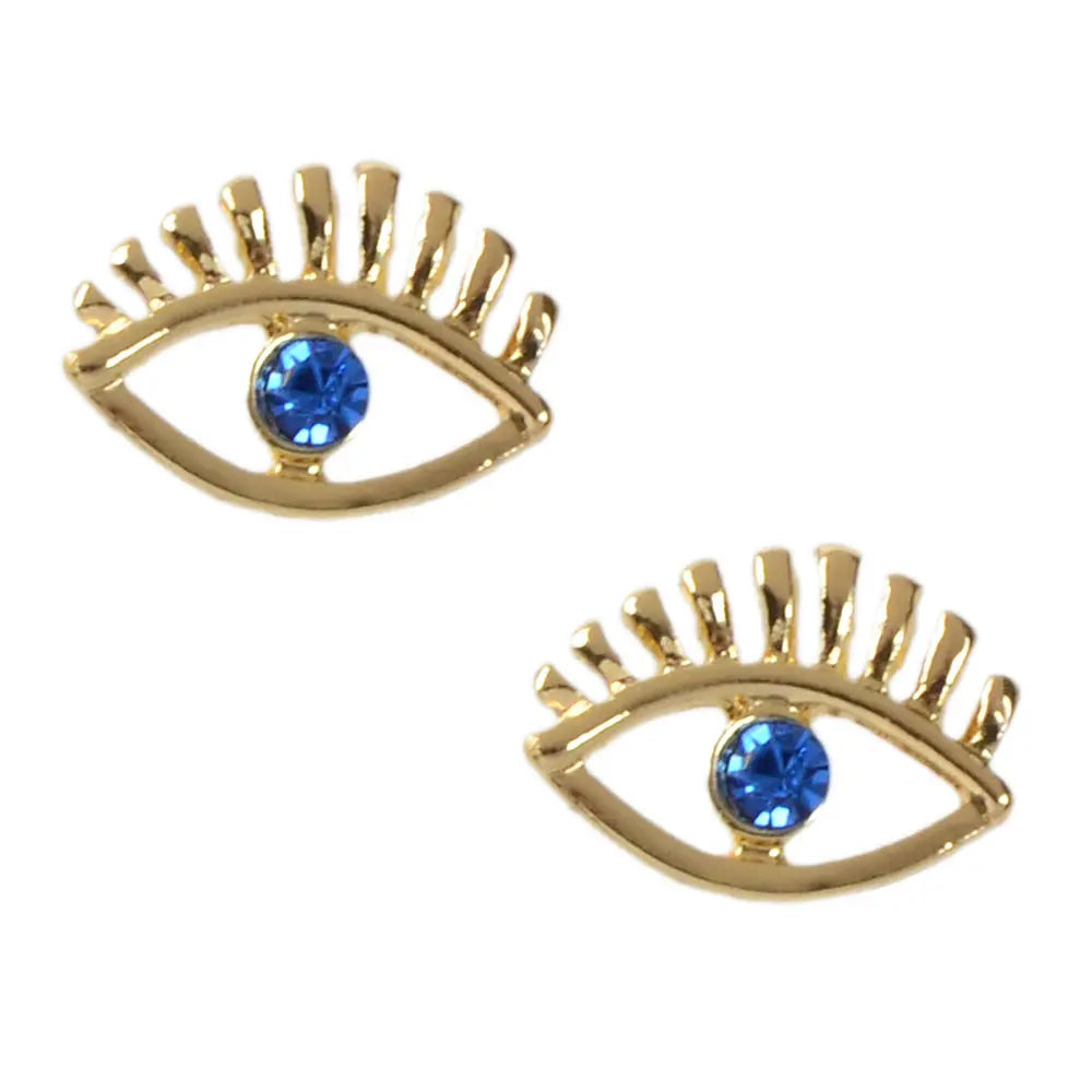 Blue Hotpink Rhinestone Decor Eye Shape Stud Earrings Women Girls Dainty Gifts Feelontop Jewellery