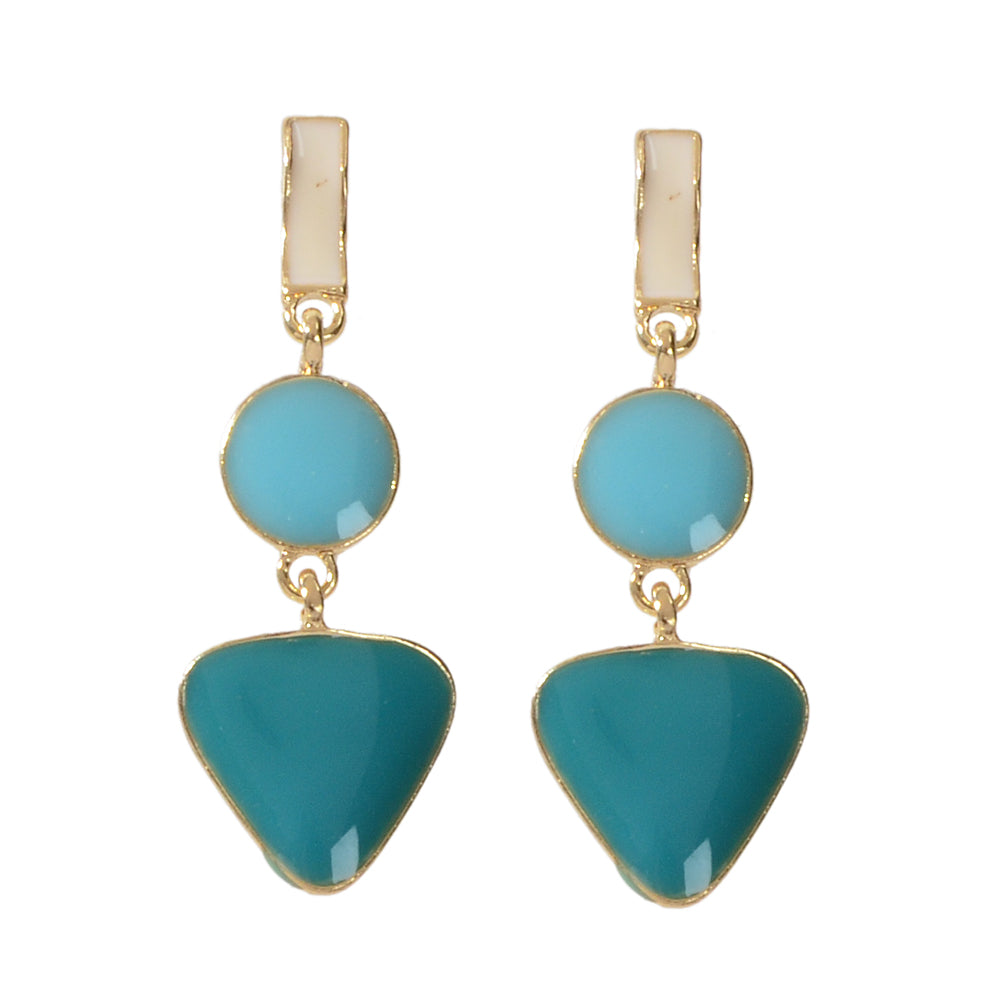 Designer Jewellery Multi-colored Enamel Round Triangle Geometric Dangle Earrings Feelontop Jewellery