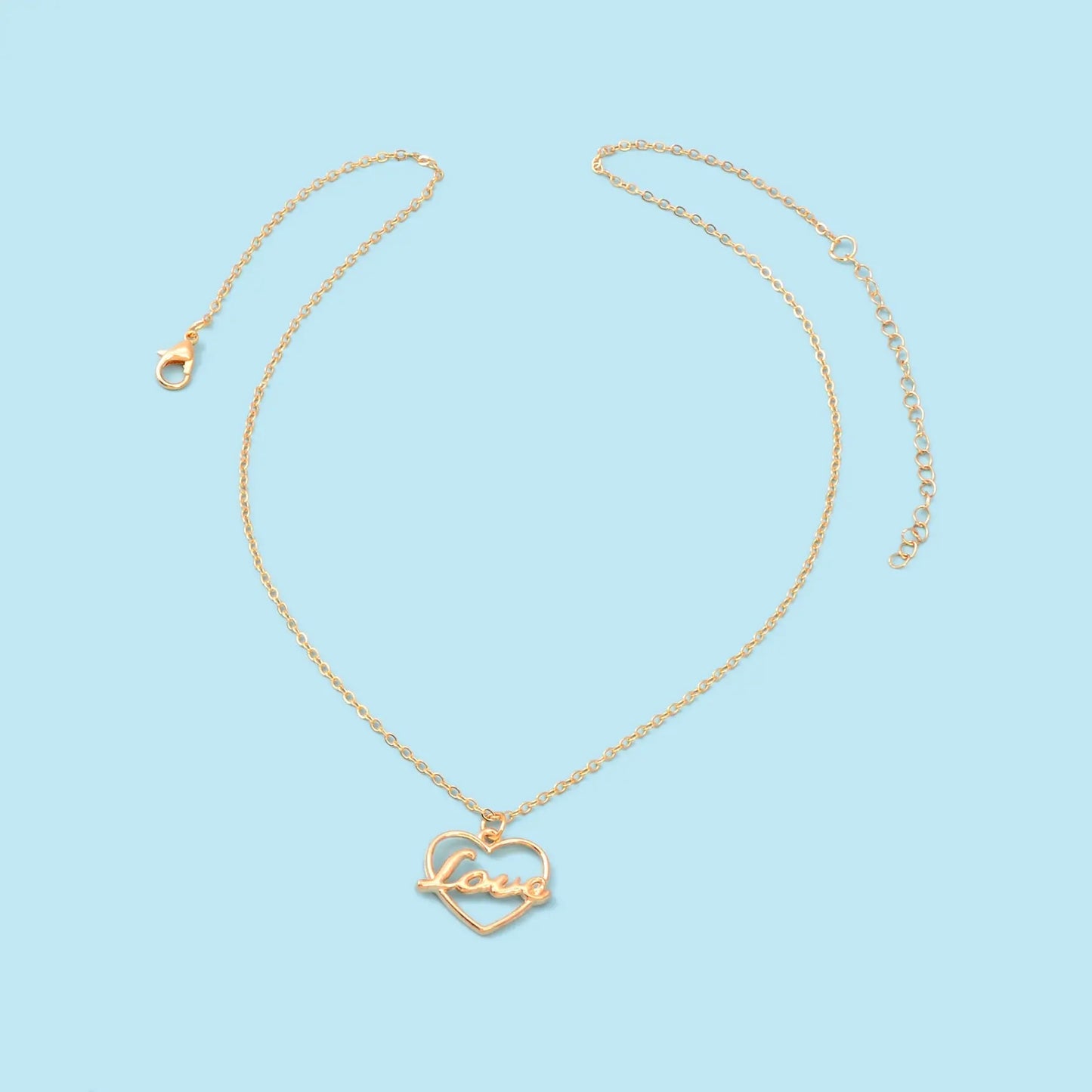 Perfect Wedding Gift Jewellery Gold Chain Heart Letter LOVE Pendant Necklace Feelontop Jewellery