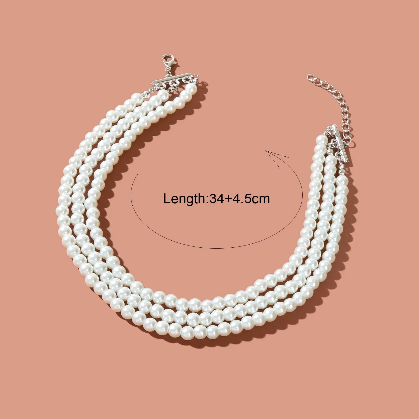 Elegant Wedding Jewellery Imitation Pearl Layered Beads Collar Necklace Feelontop Jewellery