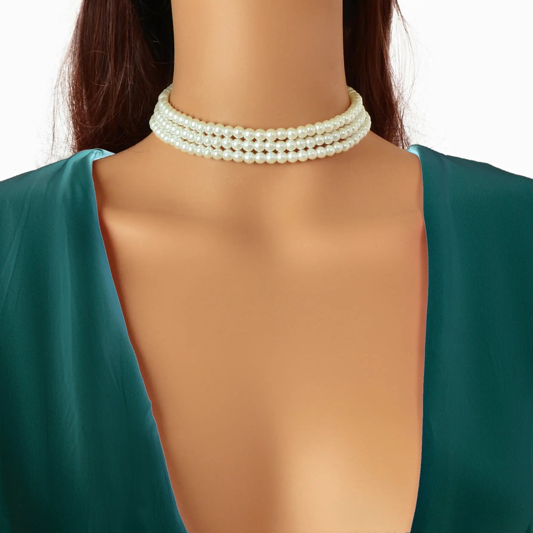 Elegant Wedding Jewellery Imitation Pearl Layered Beads Collar Necklace Feelontop Jewellery