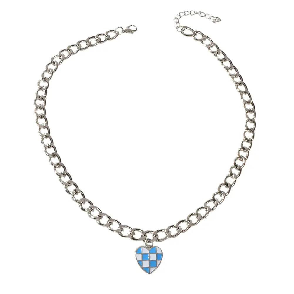 Designer Jewellery Silver Chain Blue Black Enamel Heart Awesome Pendant Necklace Feelontop Jewellery