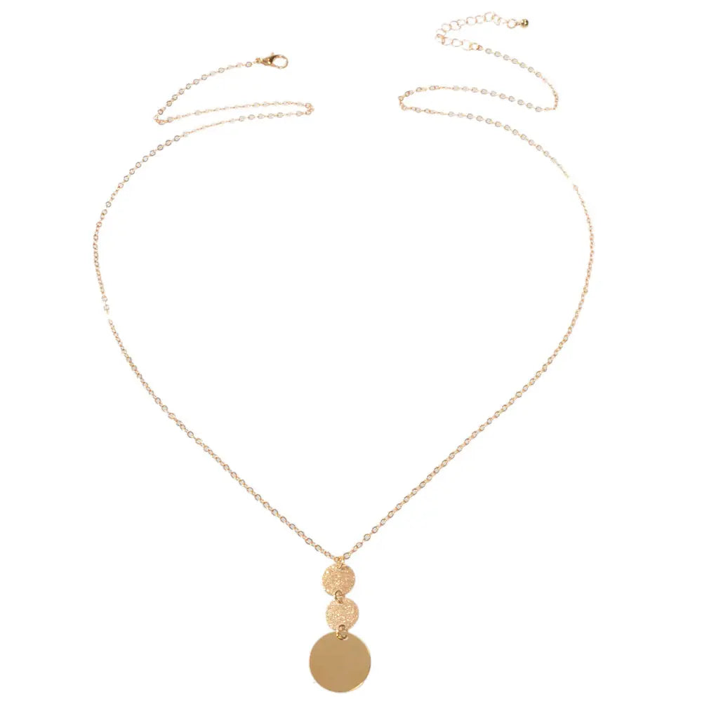 Unique Gold Chain Geometric Round Disc Minimalist Charm Necklace Trendy Jewelry Feelontop Jewellery