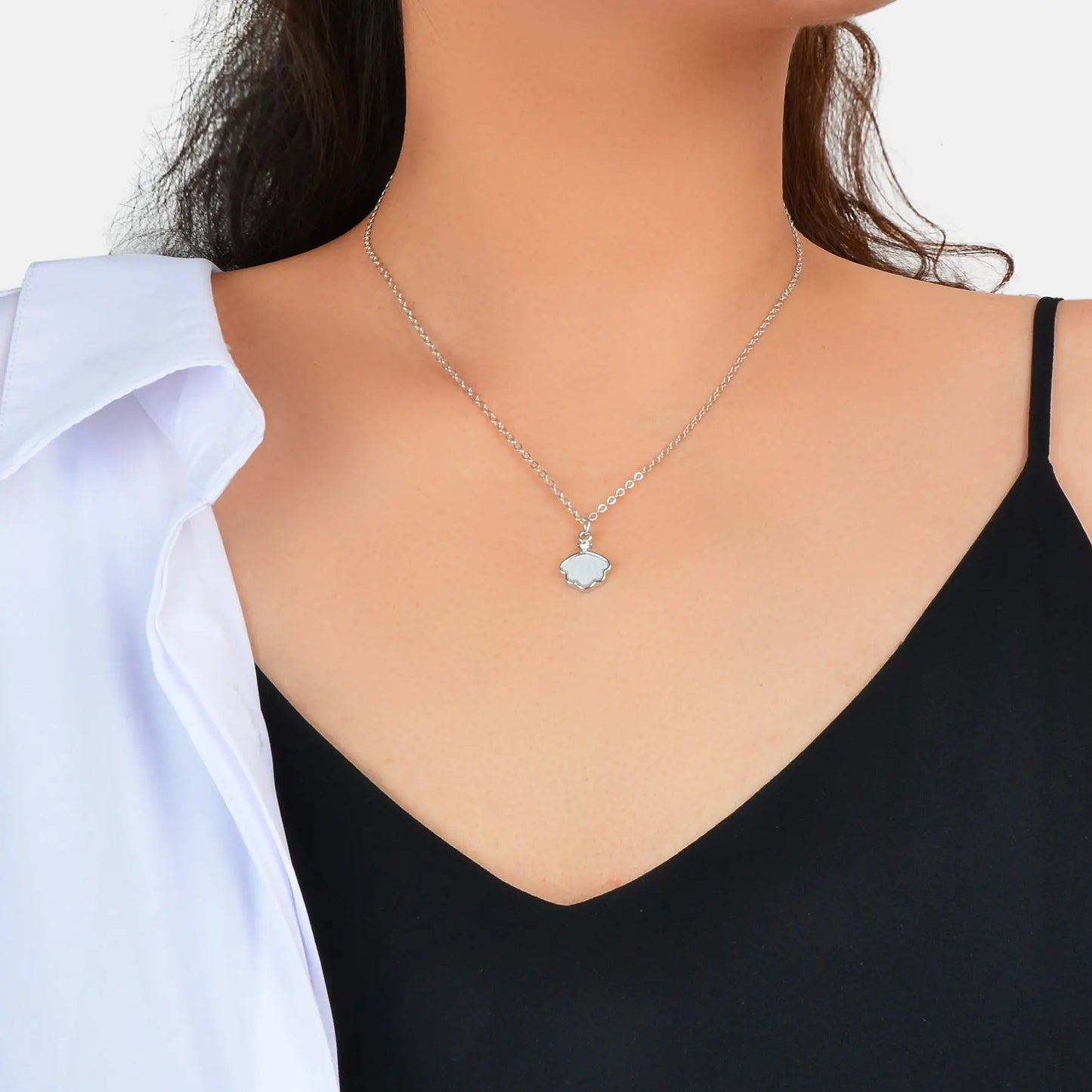 Personalized Jewellery White Resin Shell Shape Charm Delicate Everyday Necklace Feelontop Jewellery