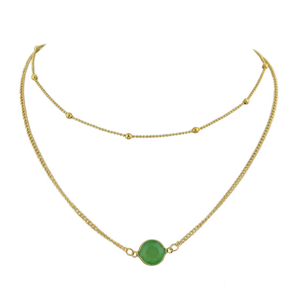 Boho Chic Double layer Gold Chain Round Charm Necklace Fashion Women Accessories Feelontop Jewellery