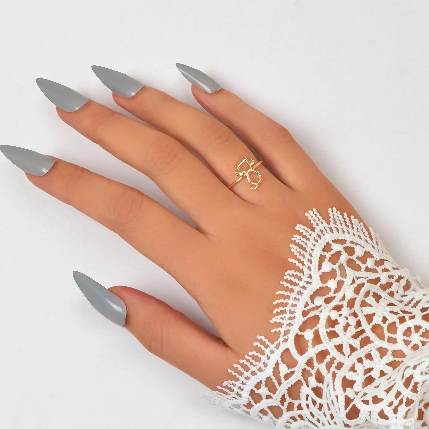 Cute Gold Plated Cat Finger Open Ring Minimalist Jewellery Dainty Gift for Women Feelontop Jewellery