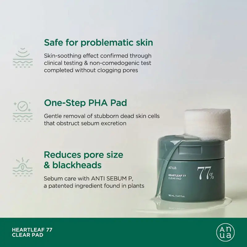 Anua Heartleaf 77% Clear Pad 160ml / 70pads Anua