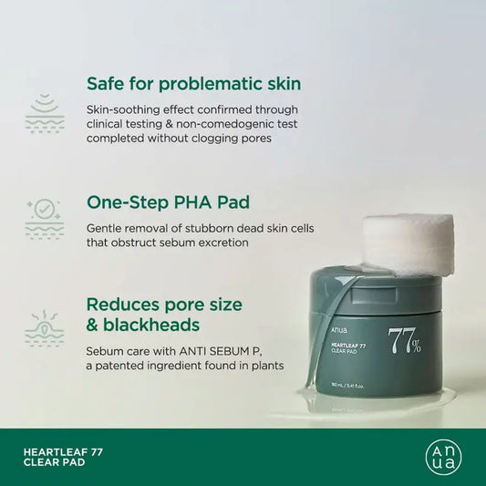 Anua Heartleaf 77% Clear Pad 160ml / 70pads Anua