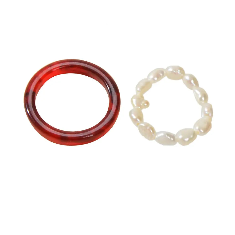 2pcs Pearl Elastic Ring New Women Accessories Feelontop Jewellery